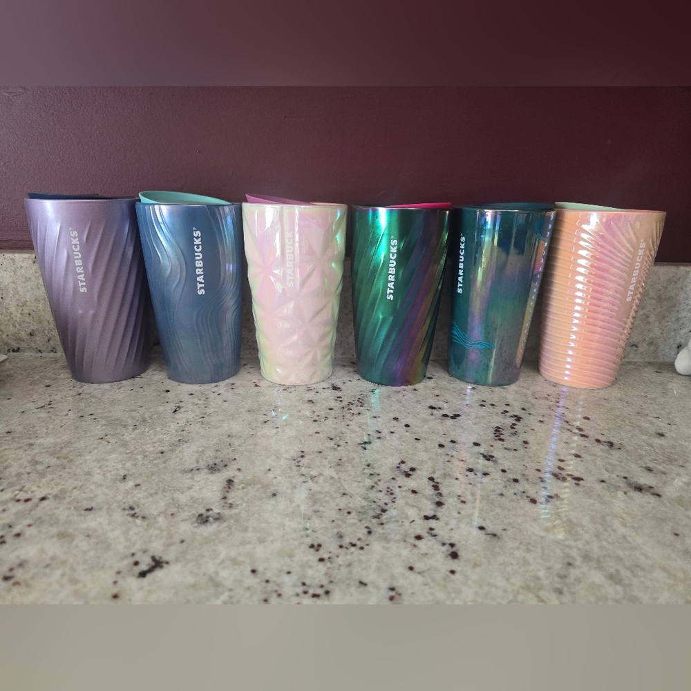 Selection of six Starbucks coffee cups with lids NWT